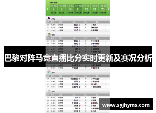 巴黎对阵马竞直播比分实时更新及赛况分析